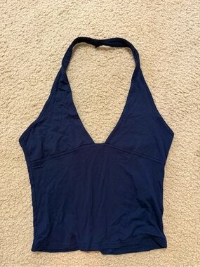 Halter V-Neck Bodysuit in Navy